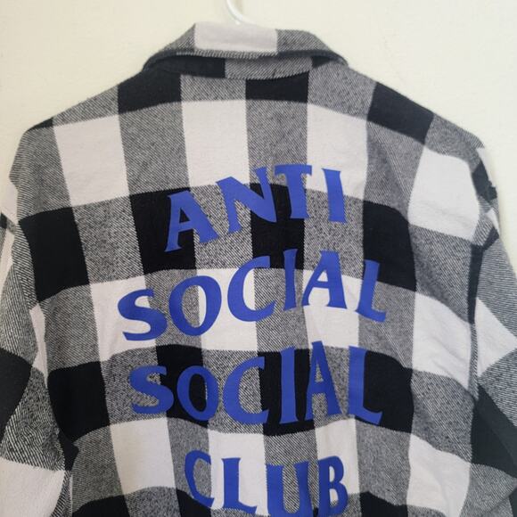 Anti‎ Social Social Club Sz Medium Flannel Plaid Button Up Long Sleeve Casual - Picture 6 of 9